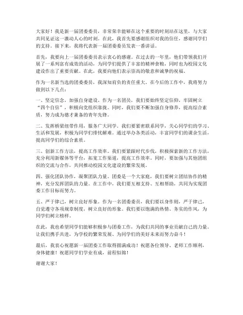 团委新当选委员发言稿范文