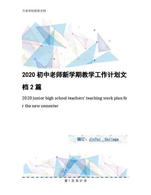 2020初中老师新学期教学工作计划文档2篇