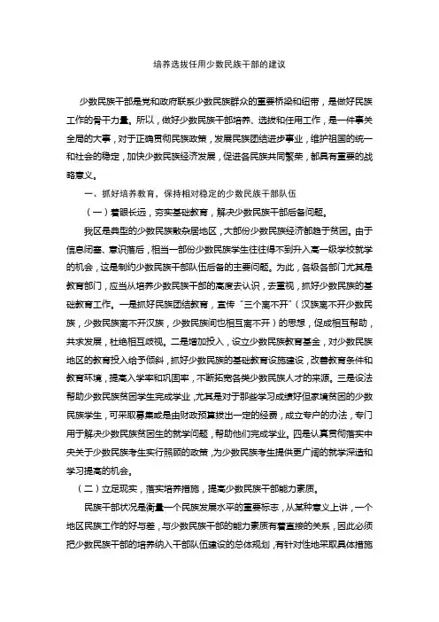 培养选拔任用少数民族干部的建议