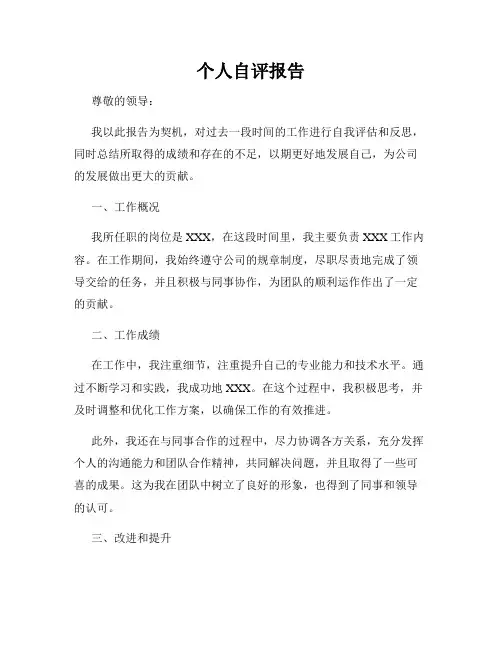 个人自评报告