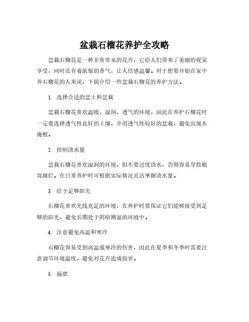 盆栽石榴花的养殖方法和注意事项