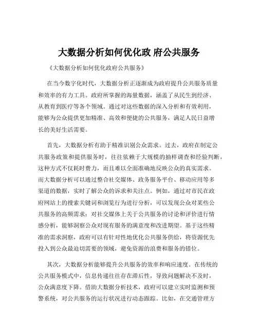 大数据分析如何优化政 府公共服务