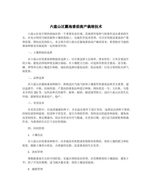 六盘山区露地番茄高产栽培技术