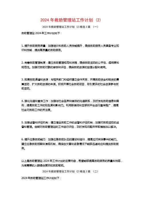 2024年救助管理站工作计划3篇