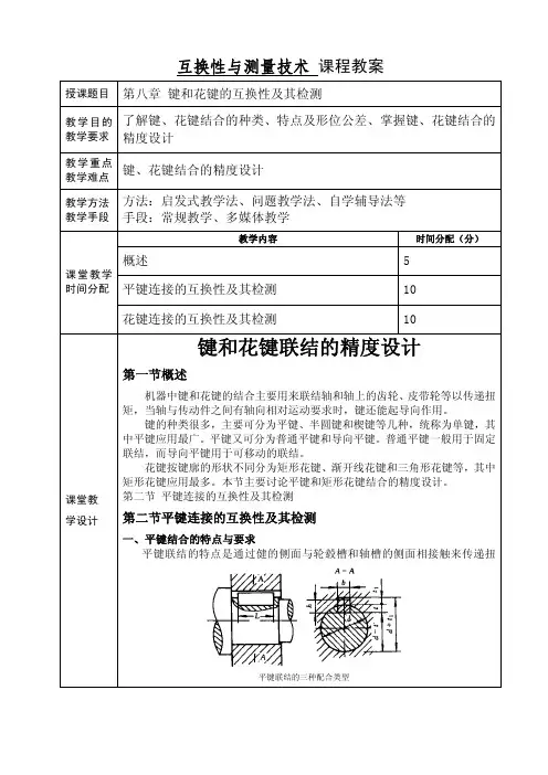 键和花键联结的精度设计