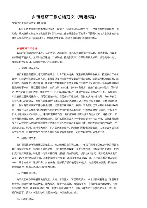 乡镇经济工作总结范文（精选5篇）