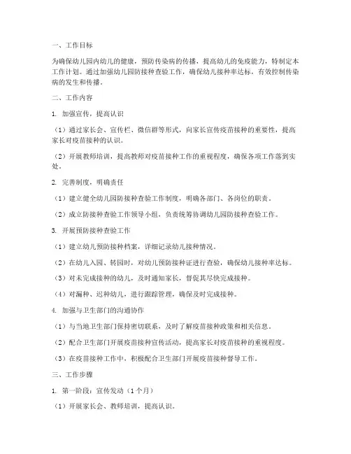 幼儿园防接种查验工作计划
