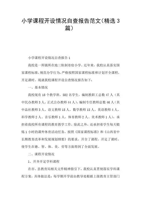 小学课程开设情况自查报告范文(精选3篇)