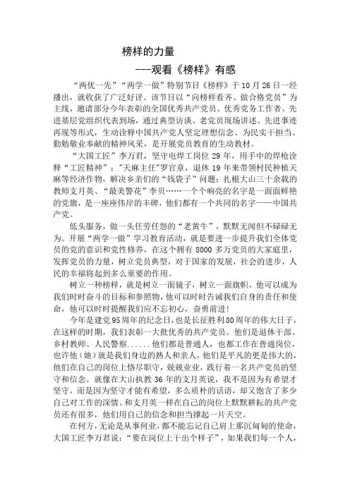 教师党员《榜样》观后感