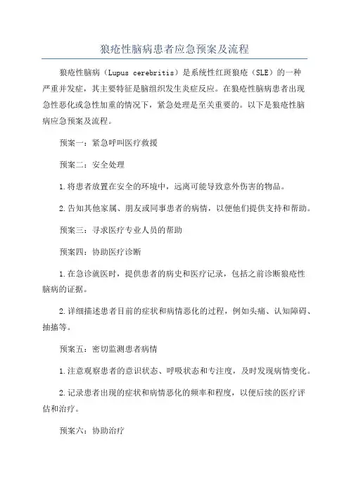 狼疮性脑病患者应急预案及流程