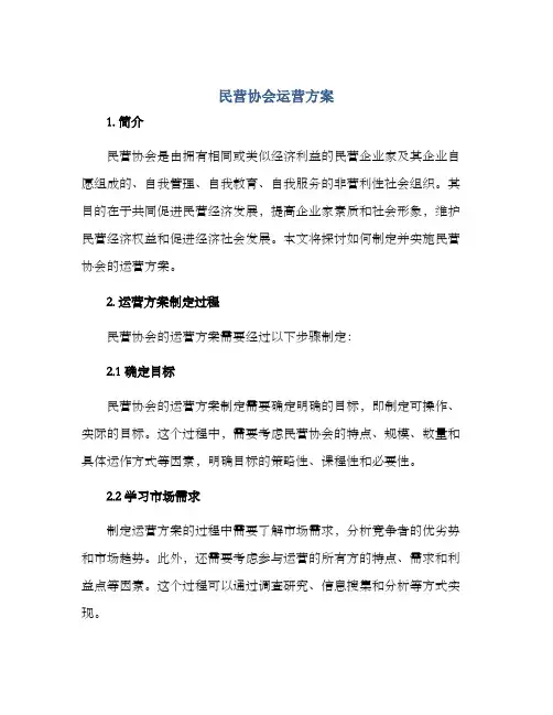 民营协会运营方案