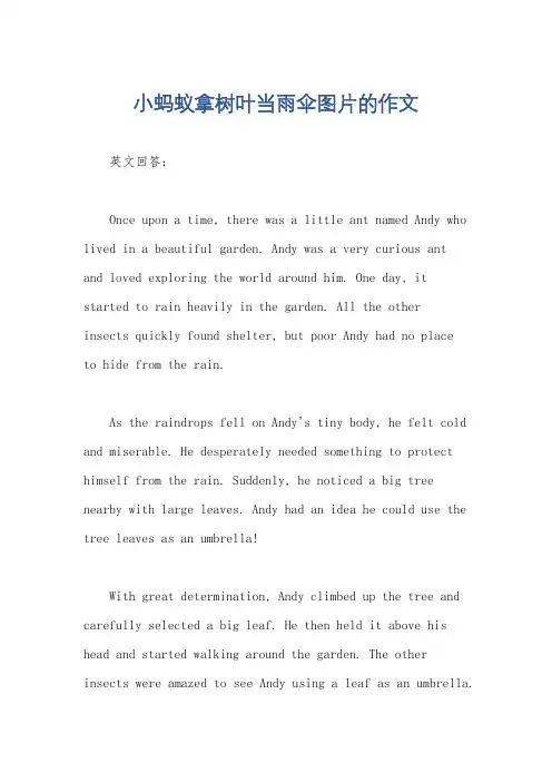 小蚂蚁拿树叶当雨伞图片的作文