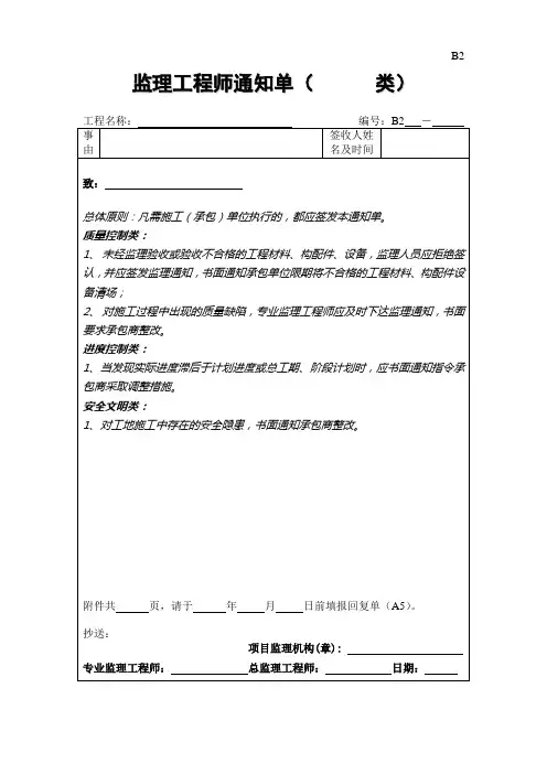B2 监理工程师通知单(示范)