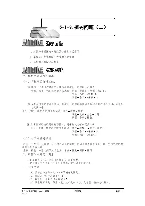 小学奥数6-1-14 植树问题(二).专项练习及答案解析