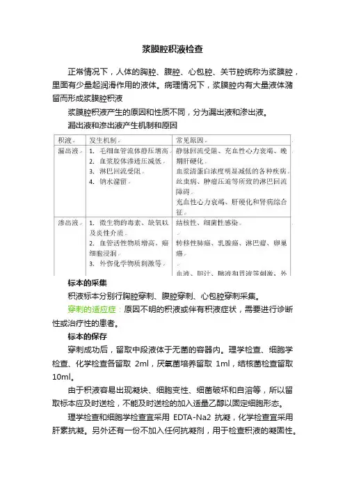 浆膜腔积液检查