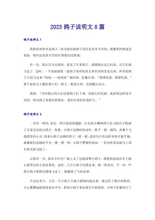 2023鸽子说明文8篇