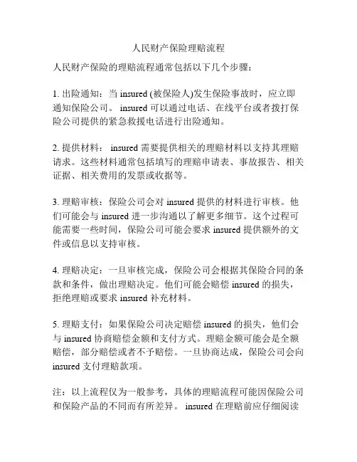 人民财产保险理赔流程
