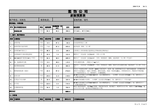 2016年房子装修报价表(工长)
