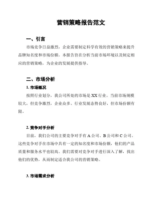 营销策略报告范文