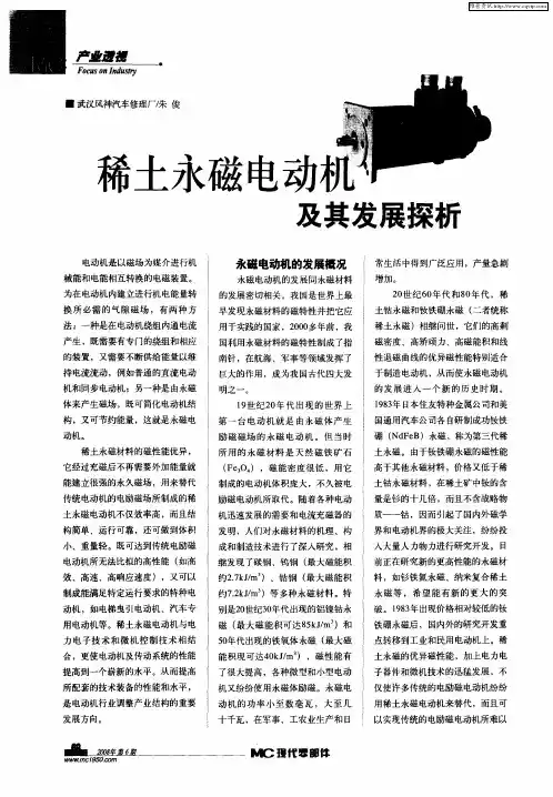 稀土永磁电动机及其发展探析