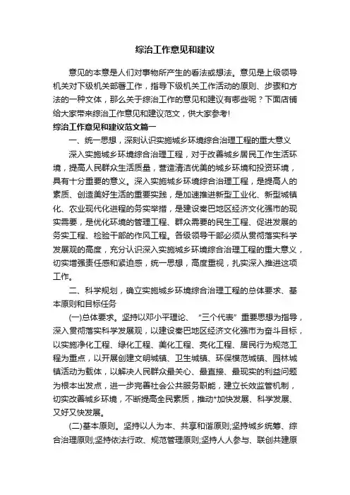 综治工作意见和建议