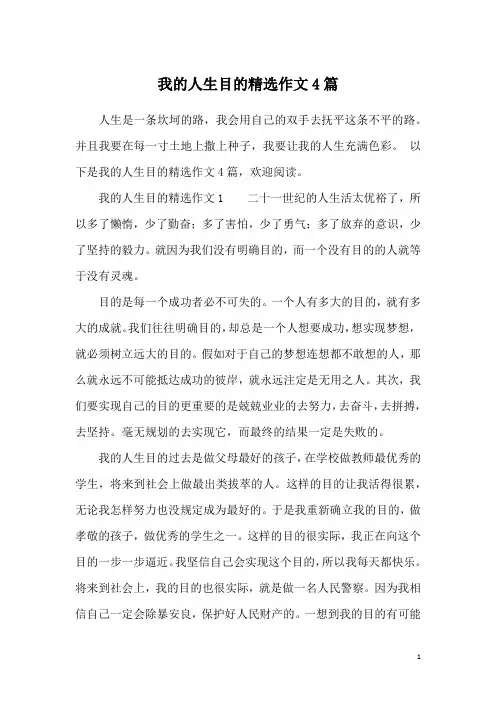我的人生目的精选作文4篇