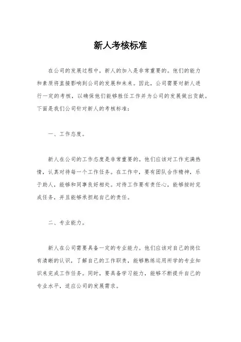 新人考核标准