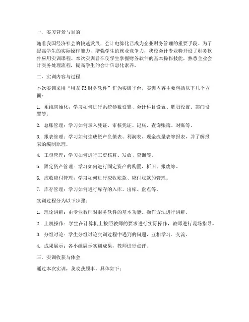 大学财务软件应用实训报告