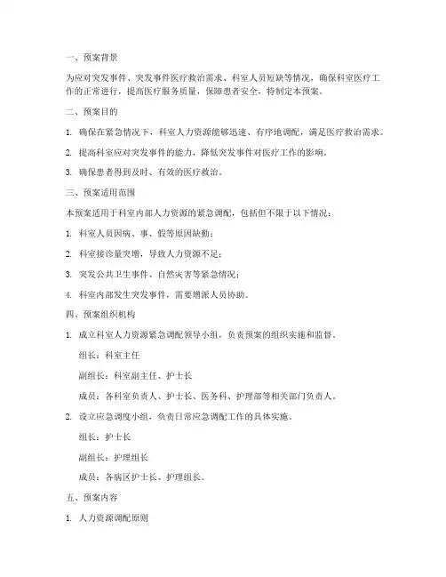 科室人力资源紧急调配预案