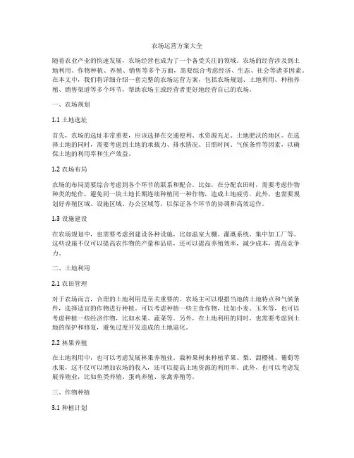 农场运营方案大全