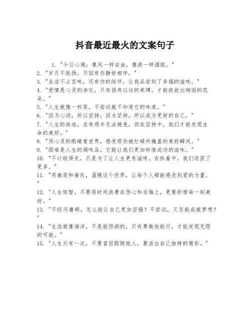抖音最近最火的文案句子