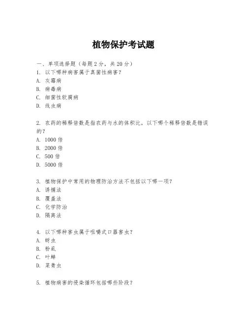 植物保护考试题