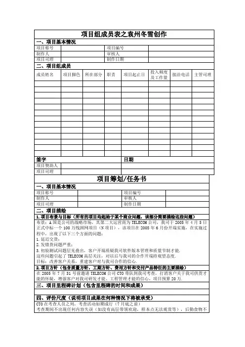 华为项目管理10大模板(可直接套用_非常实用的项目管理模板)