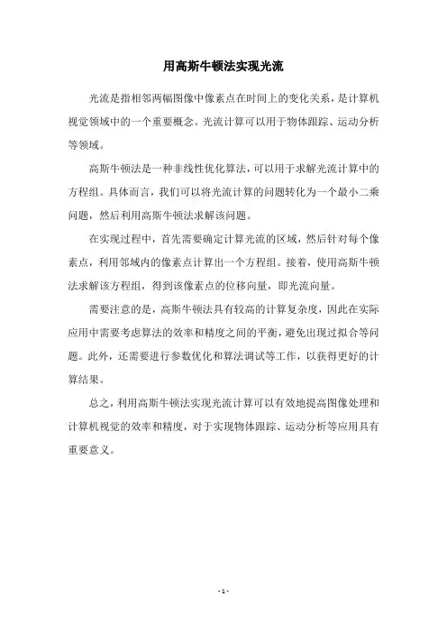 用高斯牛顿法实现光流