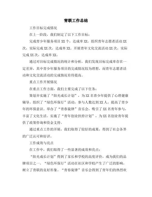 青联工作总结