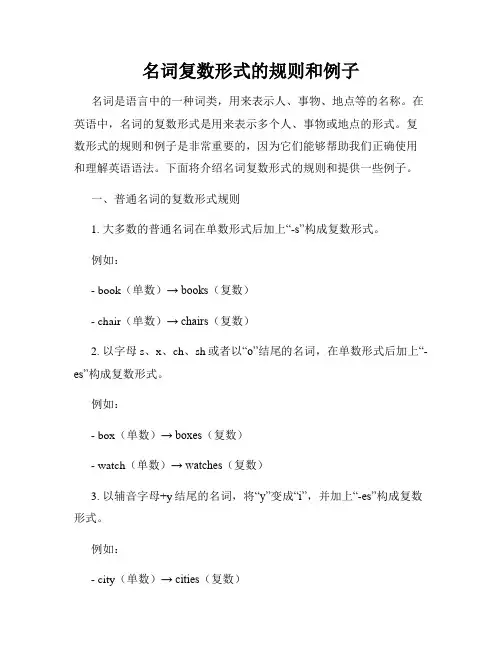 名词复数形式的规则和例子
