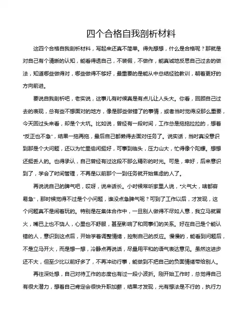 四个合格自我剖析材料