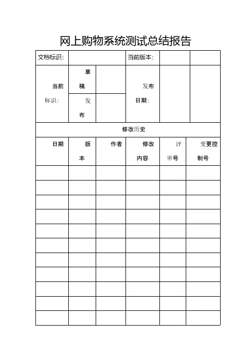 网上购物系统测试总结报告