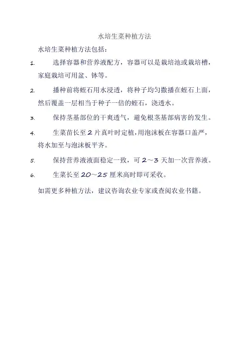 水培生菜种植方法