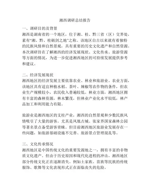 湘西调研总结报告