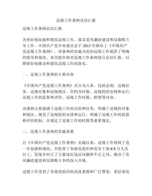 巡视工作条例总结汇报
