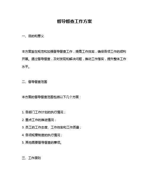 督导督查工作方案