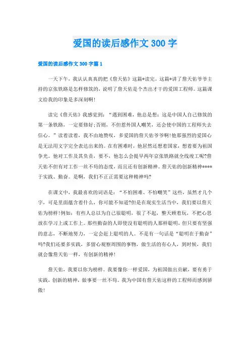 爱国的读后感作文300字