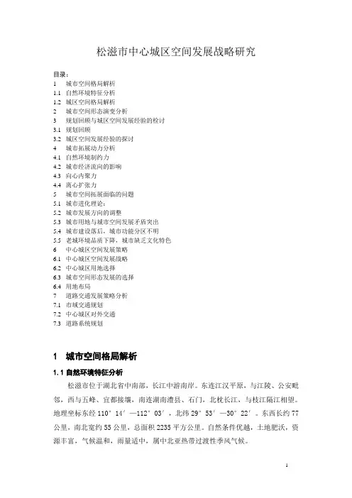 松滋市中心城区空间发展战略研究