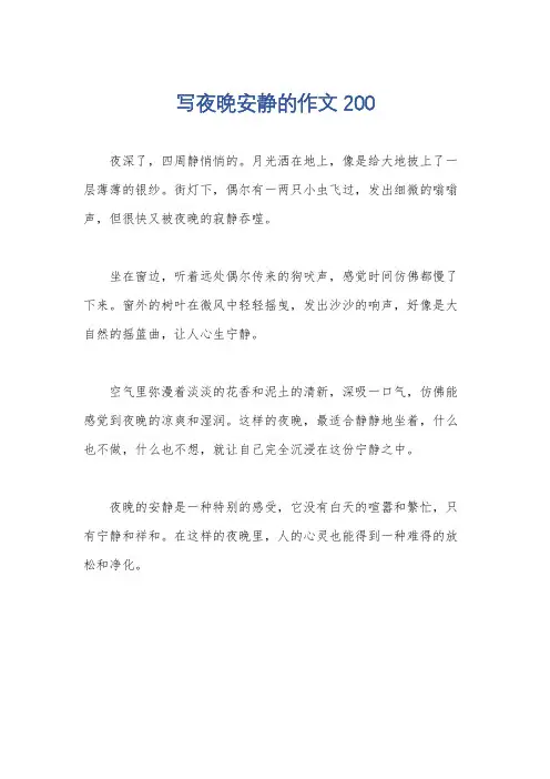 写夜晚安静的作文200