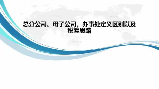总分公司、母子公司、办事处定义区别以及税筹思路