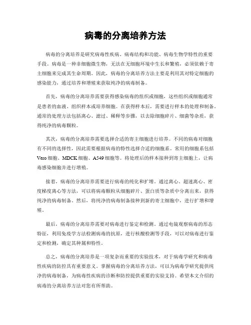病毒的分离培养方法