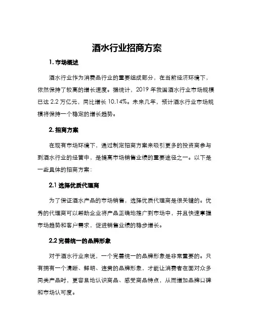 酒水行业招商方案