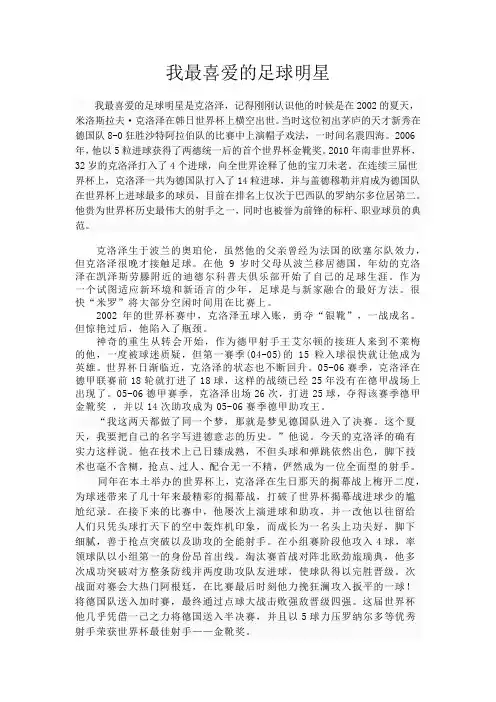我最喜爱的足球明星