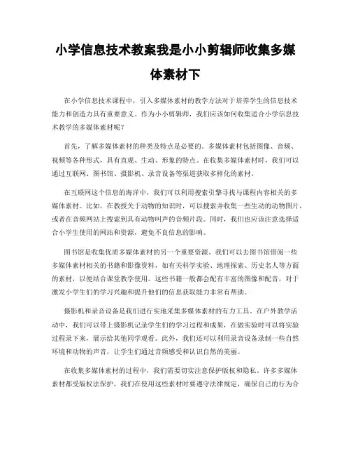 小学信息技术教案我是小小剪辑师收集多媒体素材下